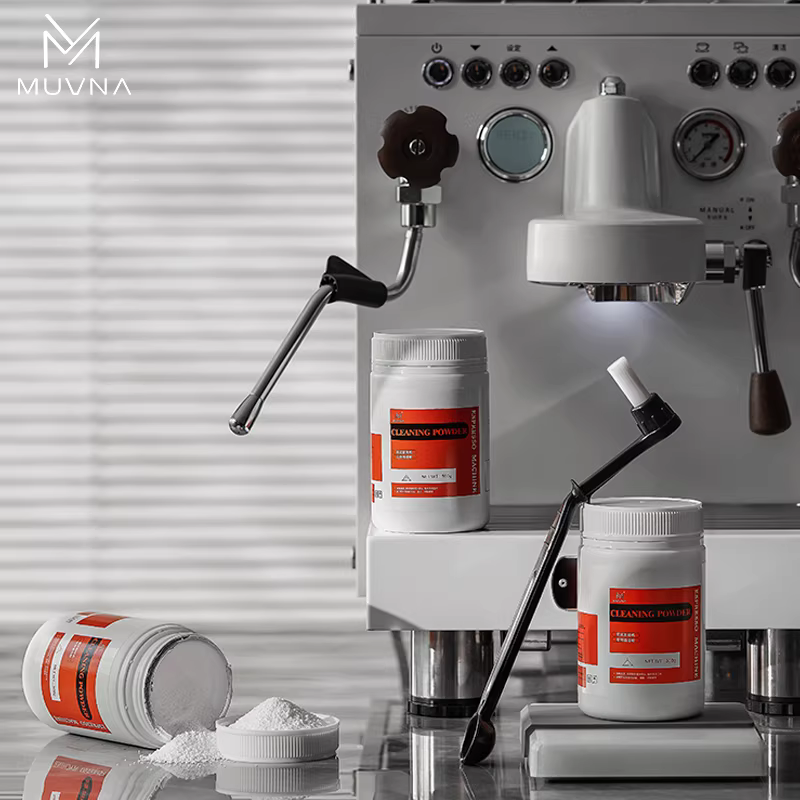 Bột vệ sinh máy pha cà phê MUVNA, chất tẩy cặn đầu pha, chất tẩy rửa, bột vệ sinh cốc pha, bàn chải vệ sinh
