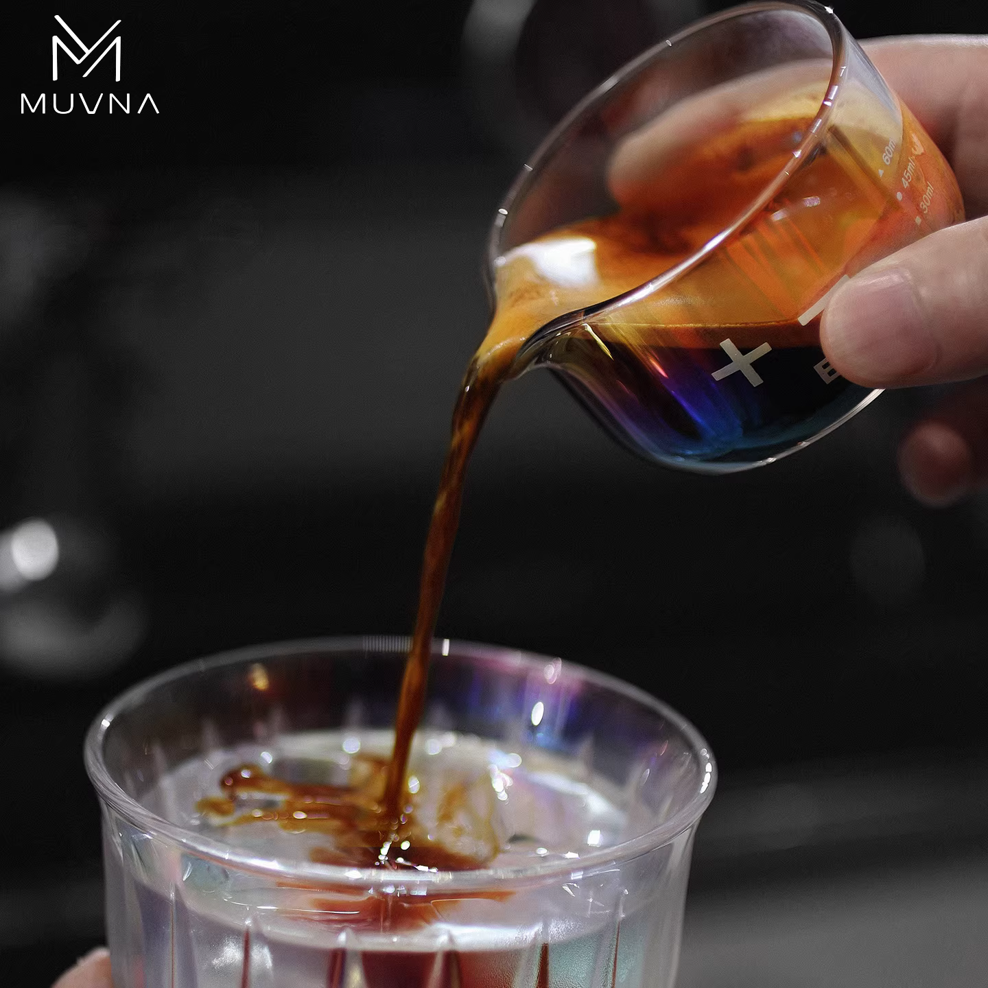 Ly thủy tinh nhiều màu MUVNA Star Rain, ly đo cà phê kiểu Ý, ly Espresso 100ml có vạch chia độ