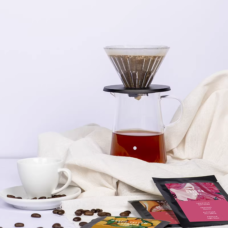 Cốc lọc cà phê thủ công Taimo Glass Ice Eye Filter Cup V01, bộ lọc cà phê đơn nguồn, kiểu nhỏ giọt hình nón đơn giản