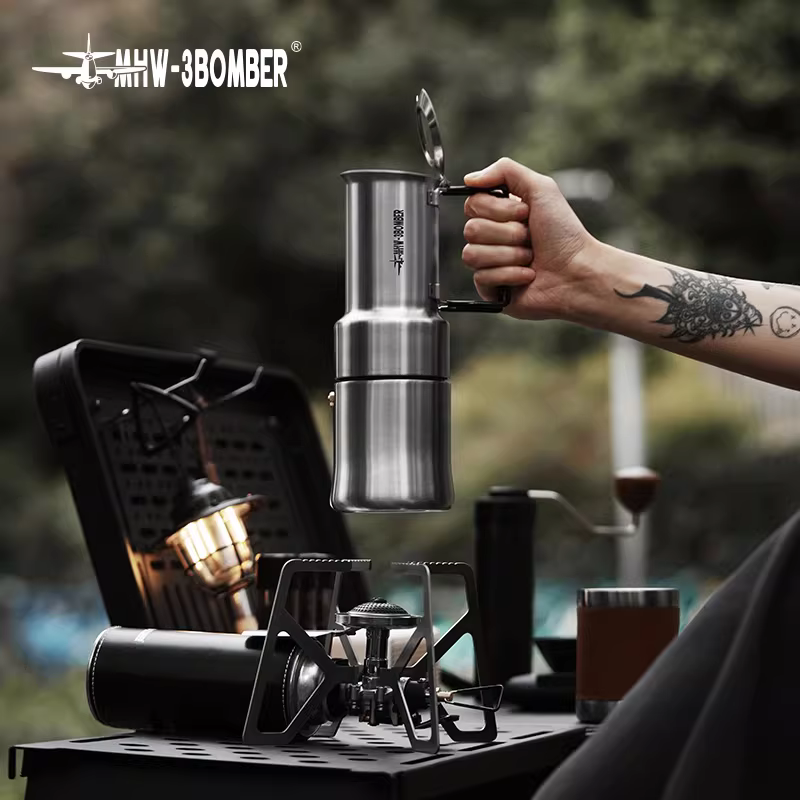 Máy pha cà phê MHW Bomber MET kiểu Ý Espresso Moka, máy pha cà phê gia đình kiểu Ý, máy pha cà phê ngoài trời, cắm trại, dã ngoại