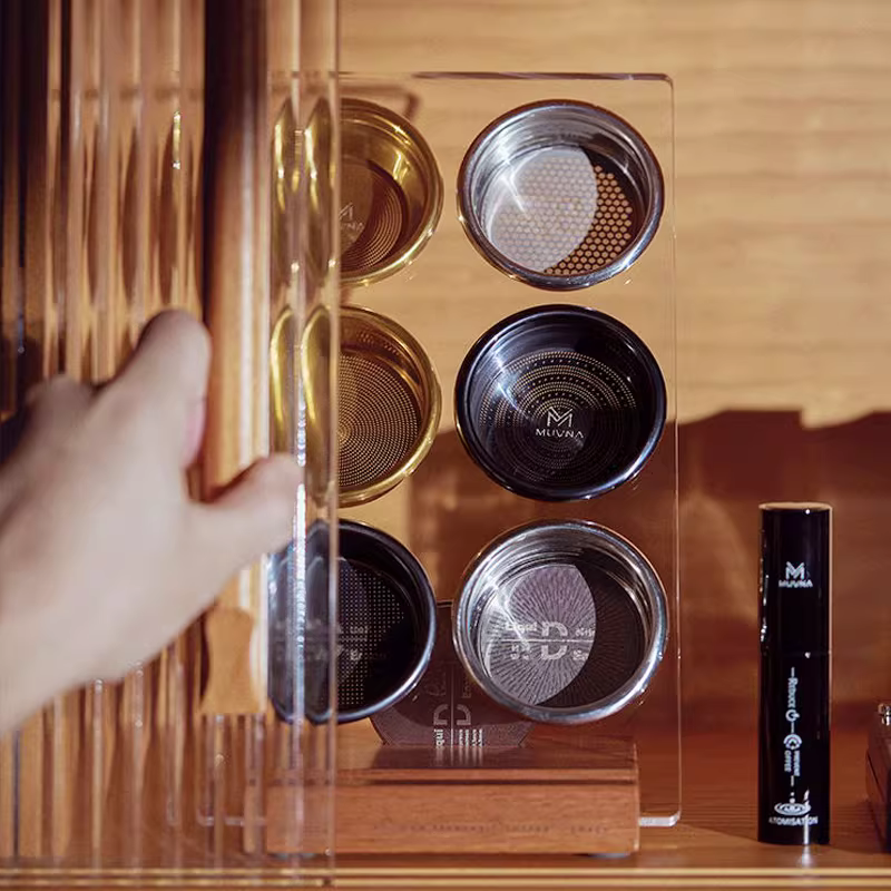 Máy pha cà phê Ý MUVNA, tay cầm, hộp đựng bột cà phê, hộp đựng cà phê, giá để đồ, lưới lọc nước, kệ để đồ