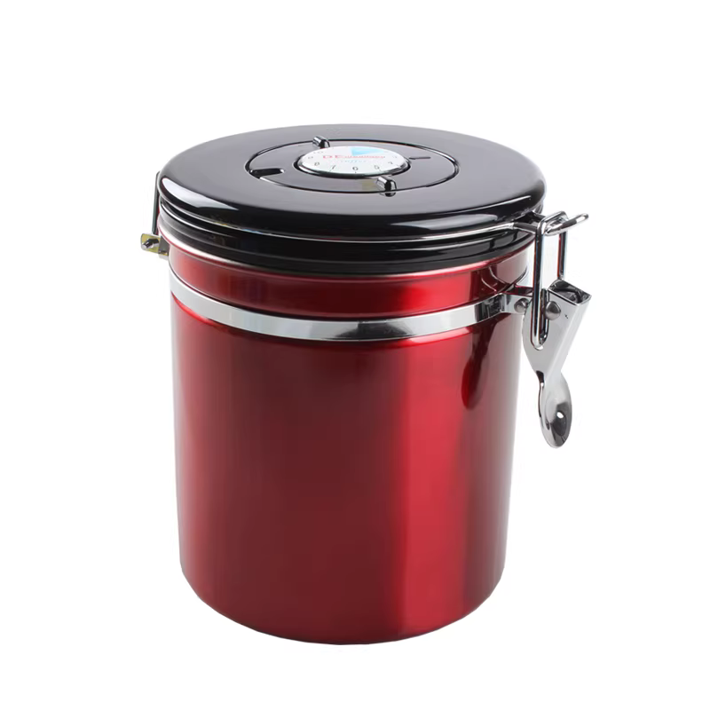 Bình chứa hạt cà phê bằng thép không gỉ 304, bình chứa có lỗ thông hơi, bình bảo quản trà, bình kín thở cho hạt