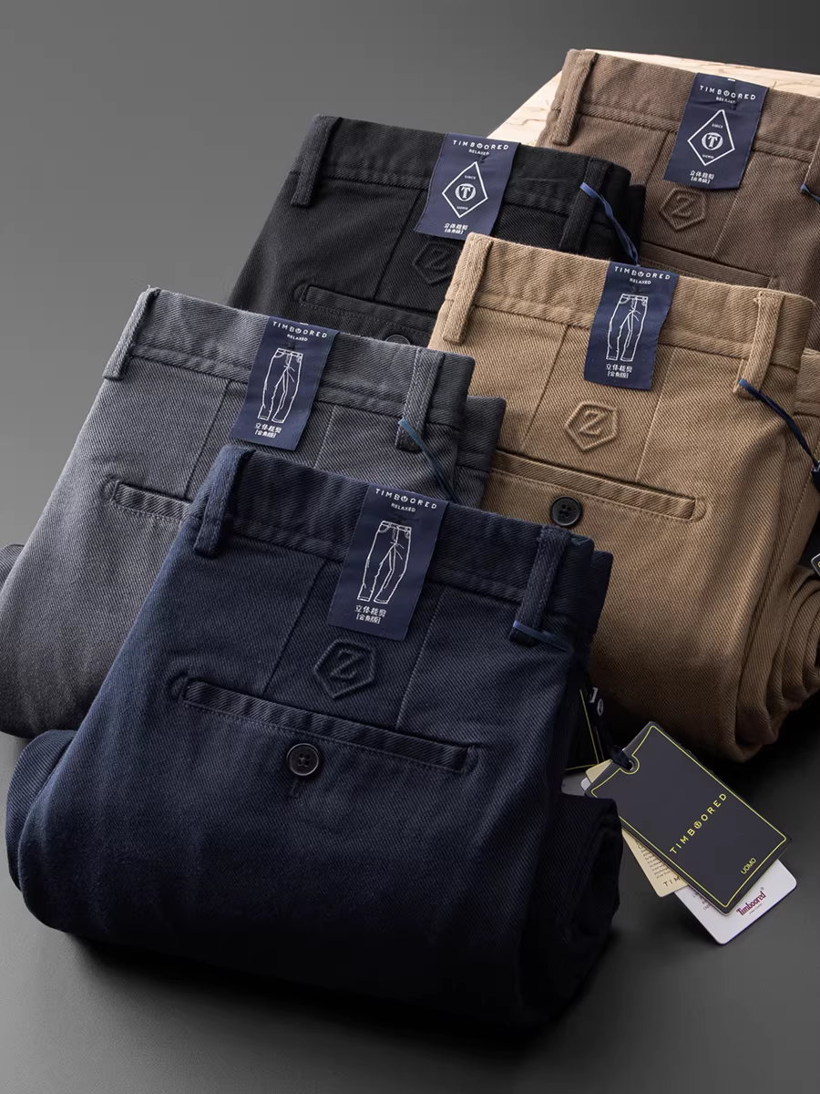 Quần âu nam chất liệu vải tuýt mới thu đông 2023, kiểu dáng thẳng, chất liệu dày dặn, lót lông cừu, cotton, phong cách lịch sự nhưng thoải mái.