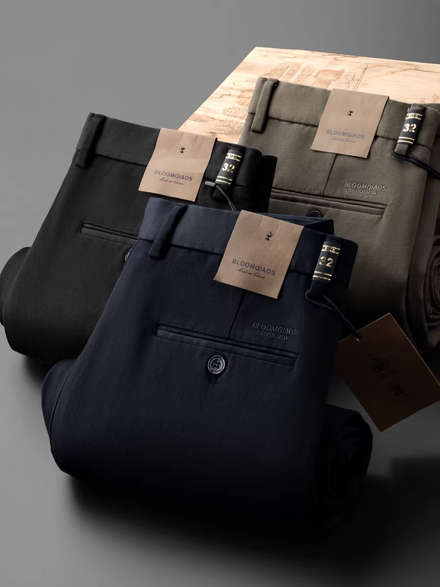 Quần dài nam chất liệu lyocell tencel cotton mới mùa thu đông, kiểu dáng thẳng, rộng rãi, co giãn, đa năng, dày dặn, chống nhăn