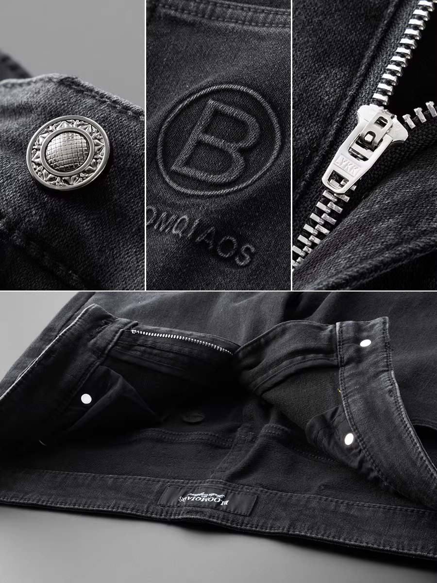 Quần jean nam thu đông mới, quần cotton co giãn màu đen, dáng thẳng, đa năng, mềm mại và thân thiện với làn da, kiểu dáng dày dặn.