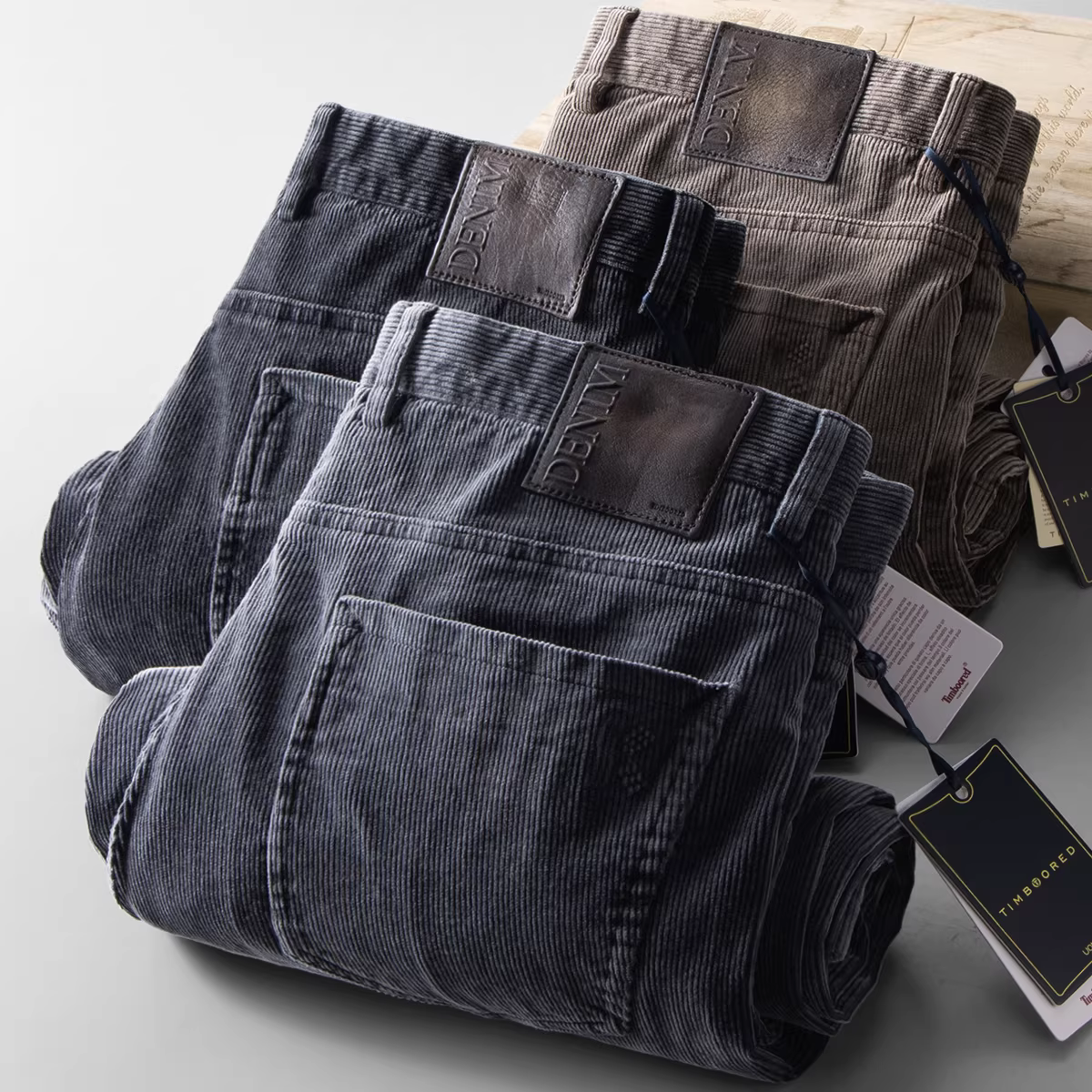 Quần dài nam chất liệu cotton corduroy thu đông 2023, kiểu dáng casual, 5 túi, dáng thẳng, đa năng, dày dặn