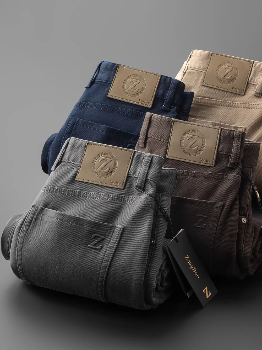 Quần cotton chải kỹ mới mùa thu đông dành cho nam, dáng thẳng, dáng rộng, kiểu năm túi, quần dài có túi thẳng, vải chéo, đa năng, dày dặn.