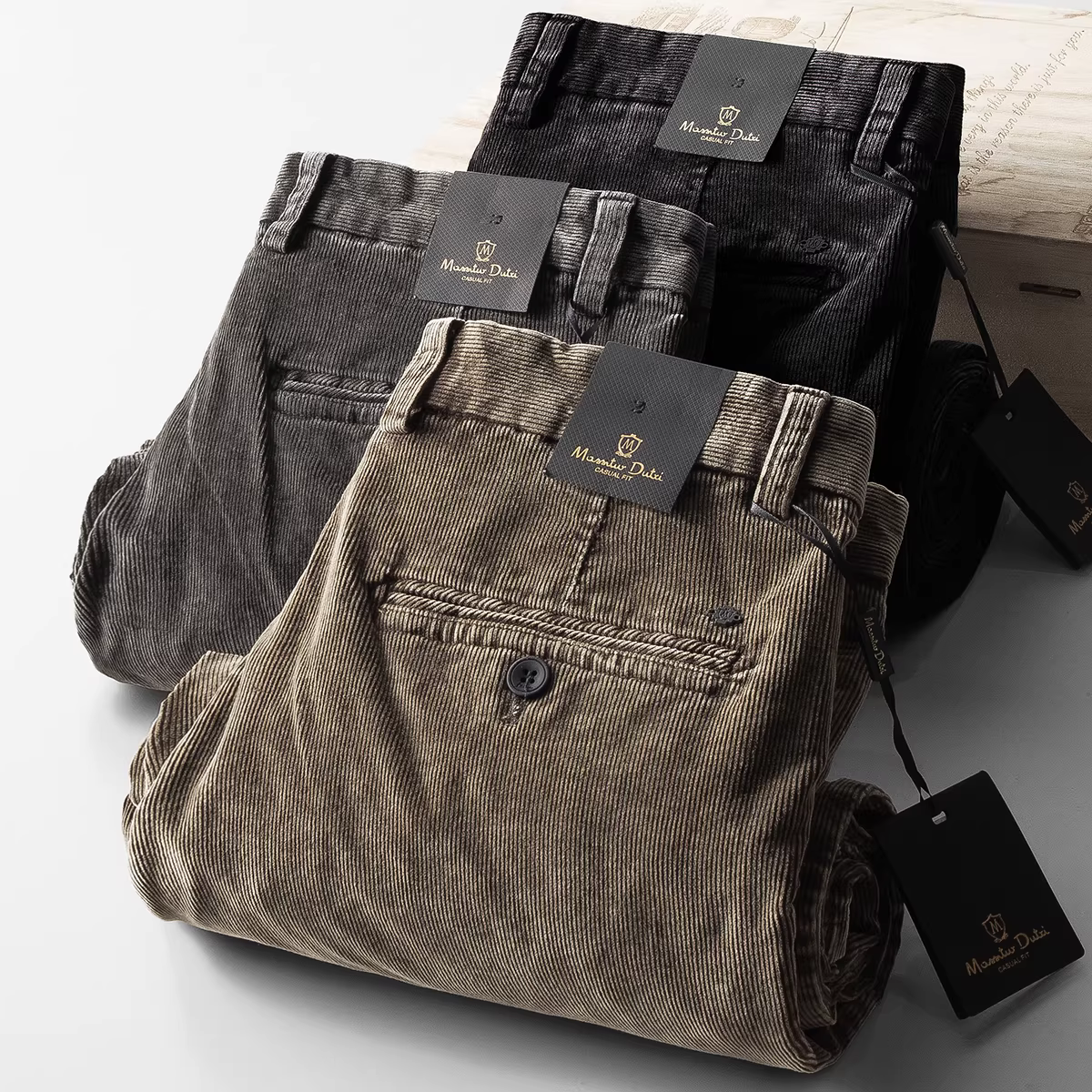 Quần nhung kẻ mùa thu đông mới dành cho nam, quần ống đứng công sở, quần dài bằng vải cotton, không nhăn, thoải mái, dày dặn