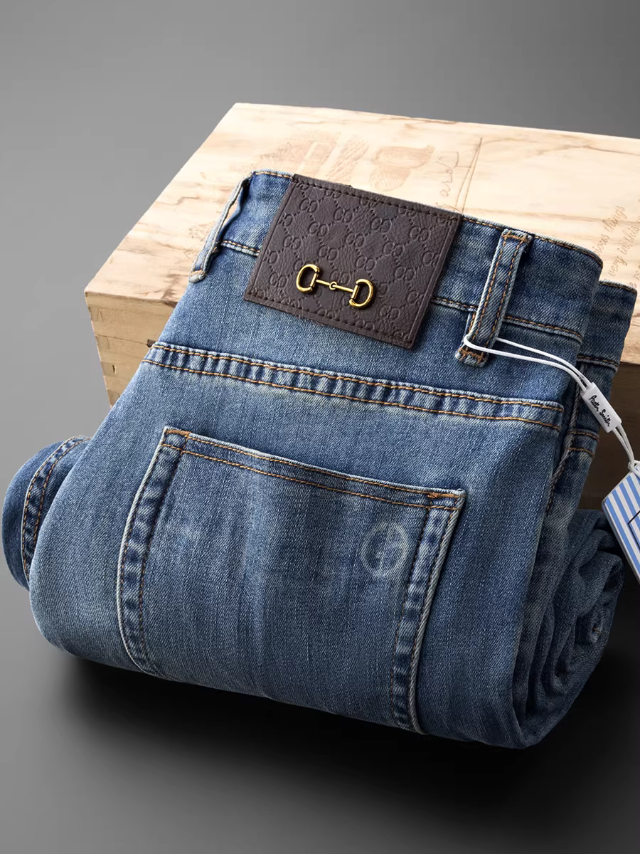 Quần jean cotton cũ đã qua xử lý mùa xuân hè dành cho nam, ống thẳng, đa năng, hơi rộng, quần dài, co giãn, mềm mại, thoáng khí, mỏng.