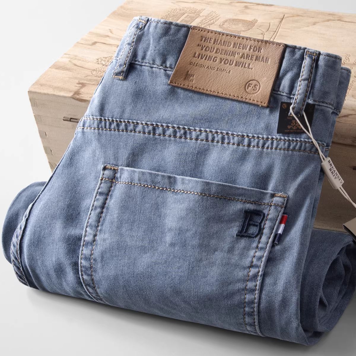 Quần jean siêu mỏng Tencel phong cách mới mùa hè dành cho nam, quần ống đứng công sở đã qua xử lý, mát mẻ, thoáng khí, đa năng và thân thiện với làn da