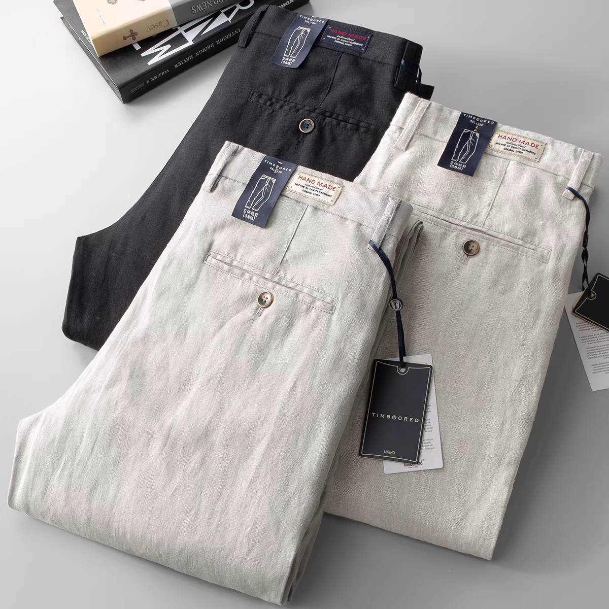 Quần vải lanh 100% dành cho nam, quần công sở, dáng rộng, thoải mái, thoáng khí, quần ống thẳng, quần chất liệu vải lanh, kiểu dáng mùa hè mỏng