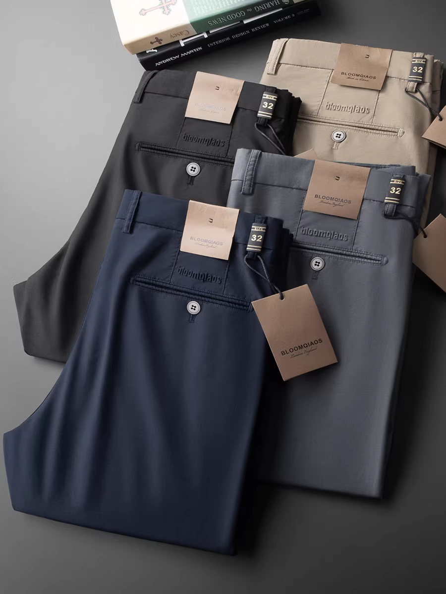 Quần dài nam chất liệu cotton modal co giãn, kiểu dáng thẳng, phong cách thường ngày, đa năng, chống nhăn, thoải mái, Xuân/Hè 2024