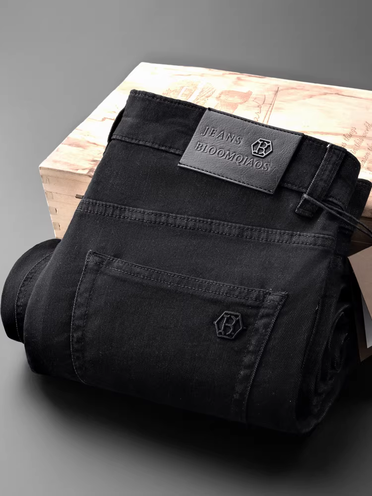 Quần jean nam Lyocell Tencel nhẹ mùa hè, dáng thẳng, màu đen, chất liệu mềm mại, thoáng khí, đa năng