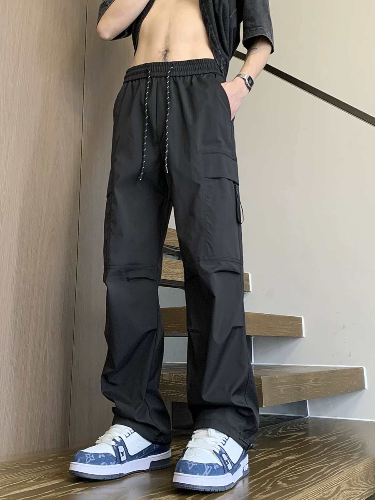 Quần chiến thuật ngoài trời mùa hè dành cho nam, quần cargo lính dù phong cách Mỹ, quần ống rộng dáng thẳng hợp thời trang, quần thường ngày đa năng.