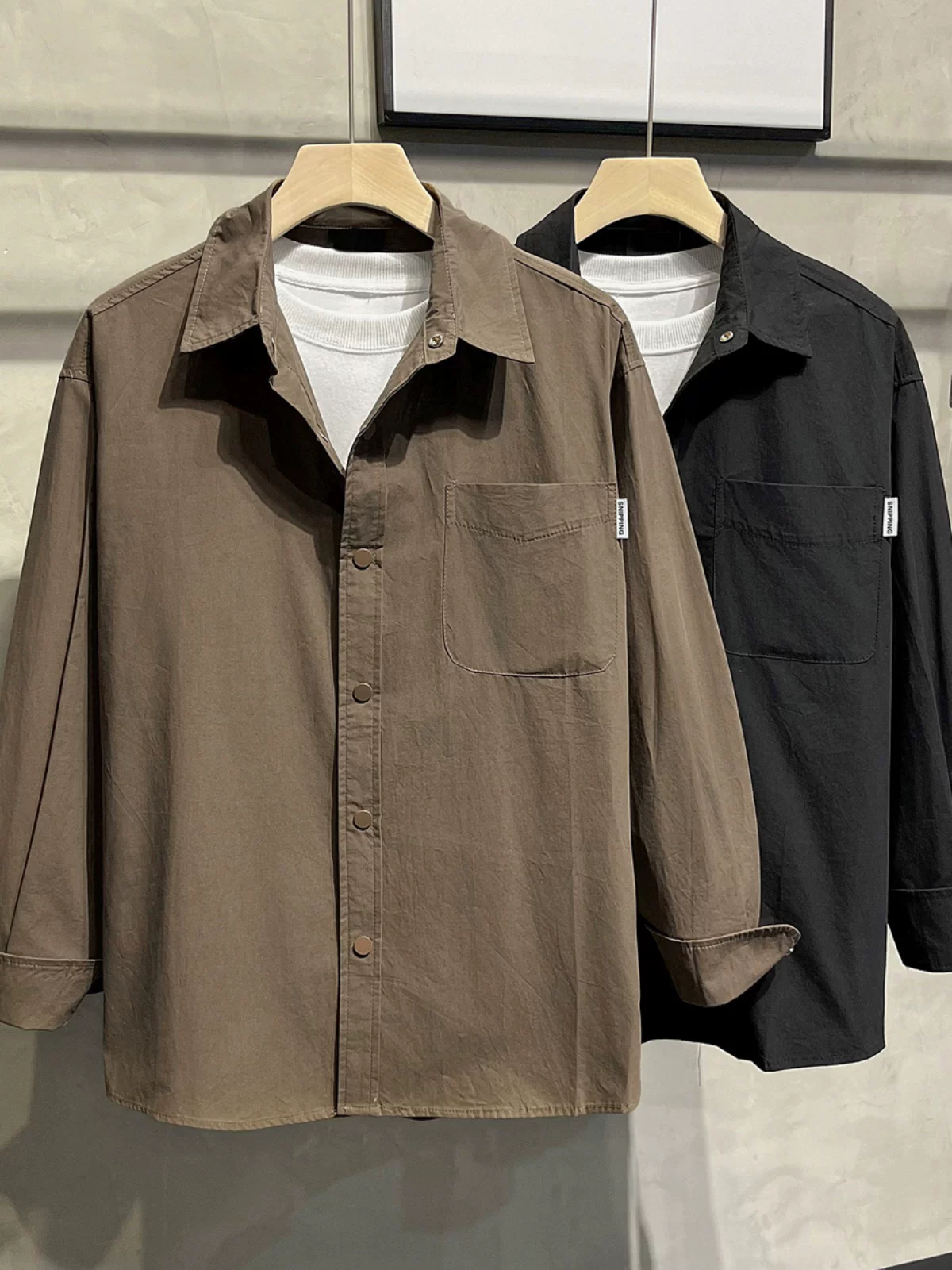 Áo sơ mi công sở kiểu Mỹ dành cho nam, tay dài, dáng rộng, mùa xuân hè, đa năng, chống nắng, áo khoác mỏng thời trang, phong cách thường ngày.