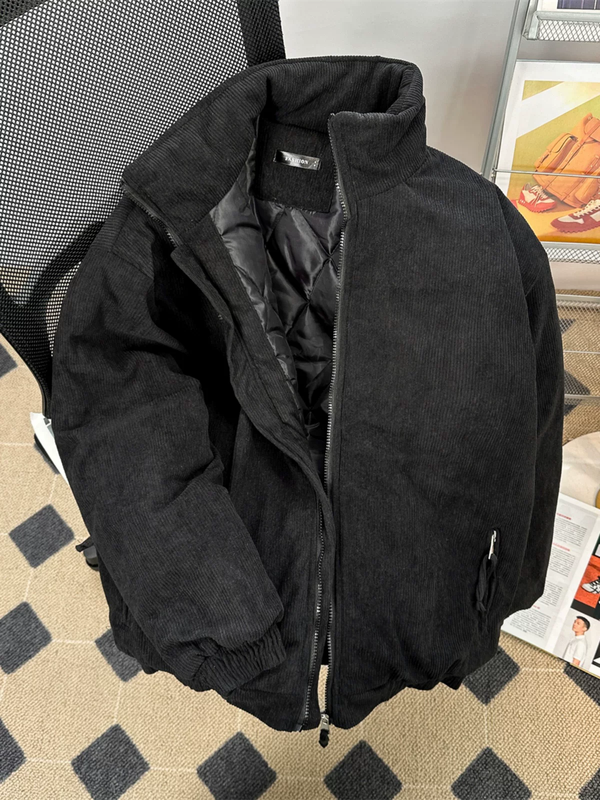 Áo khoác cotton dày dặn mùa đông dành cho nam, phong cách retro Mỹ, thương hiệu thời thượng, áo khoác cotton dáng rộng.