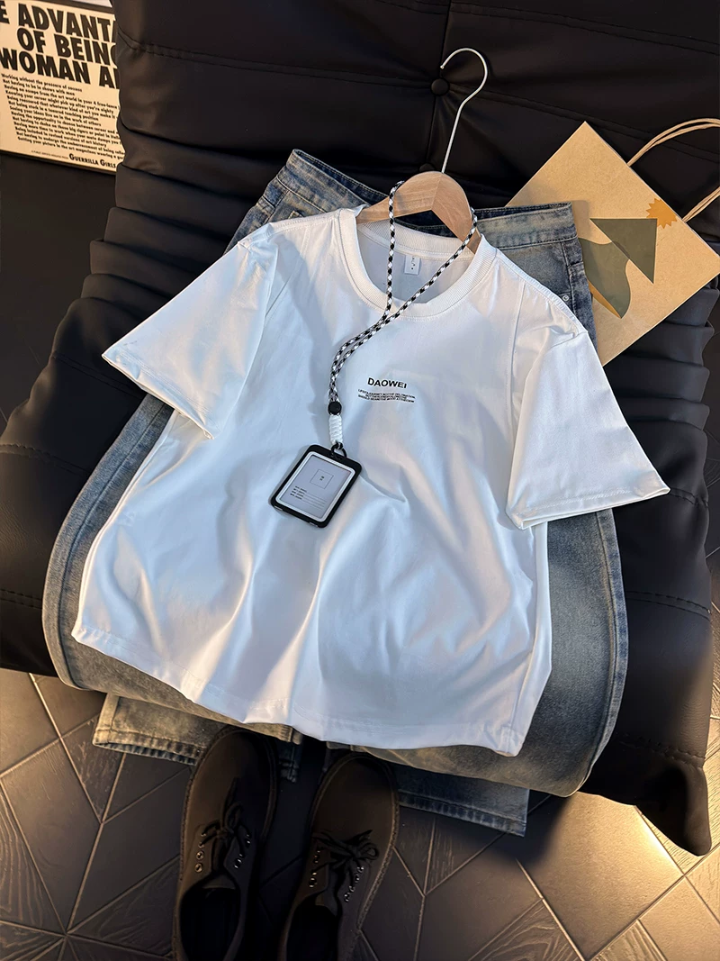 Áo thun nam tay ngắn kiểu Mỹ, áo thun Sorona tay lửng dáng rộng mùa hè, áo cao cấp phối vải thời trang.