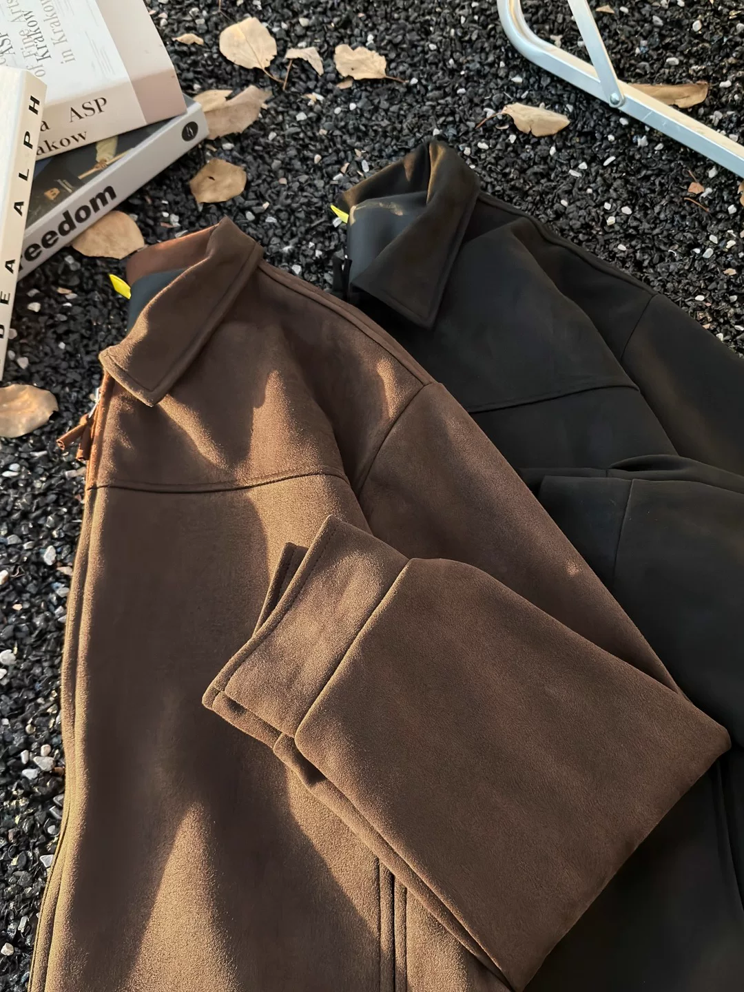 Áo khoác da lộn mùa xuân thu dành cho nam, phong cách retro Mỹ, áo khoác thường ngày cao cấp, áo khoác mô tô thương hiệu thời thượng có cổ lật.