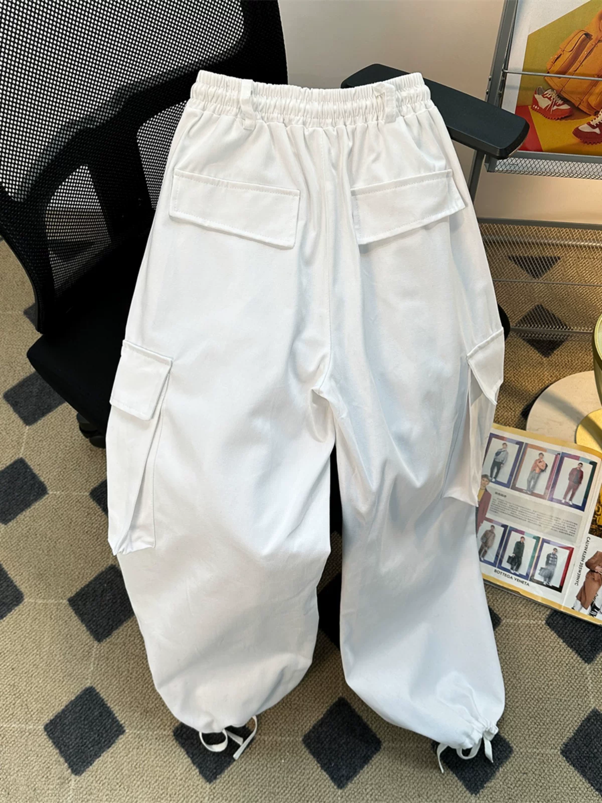 Quần cargo nhiều túi thời thượng dành cho nam, phong cách thu mới, quần đôi phong cách hip-hop Mỹ, quần dài ống rộng thoải mái.