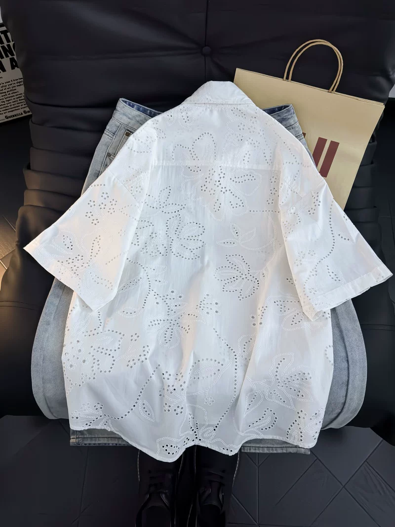 Áo sơ mi ngắn tay kiểu Mỹ dành cho nam và nữ, áo kiểu dáng rộng rãi thoáng khí mùa hè, áo khoác thiết kế thời trang.