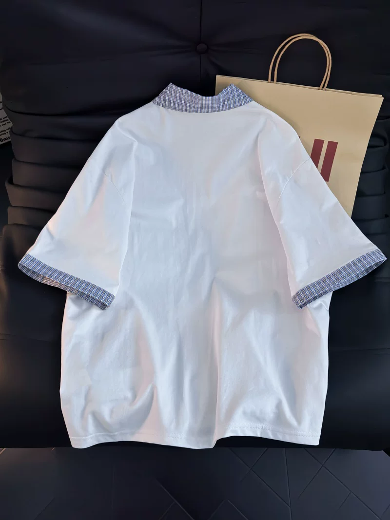Áo sơ mi Polo kiểu Mỹ phối họa tiết kẻ sọc dành cho nam, áo sơ mi thường ngày mùa hè có cổ, áo thun ngắn tay, thương hiệu thời thượng, dáng rộng, áo đa năng.