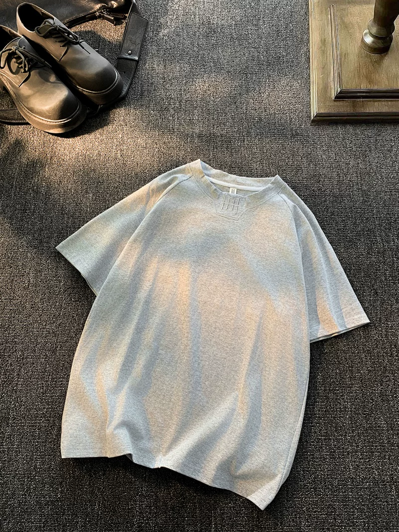 Áo thun nam tay ngắn chất liệu cotton nguyên chất, kiểu dáng Mỹ, thương hiệu thời trang, form rộng, áo mặc thường ngày đơn giản mùa hè.