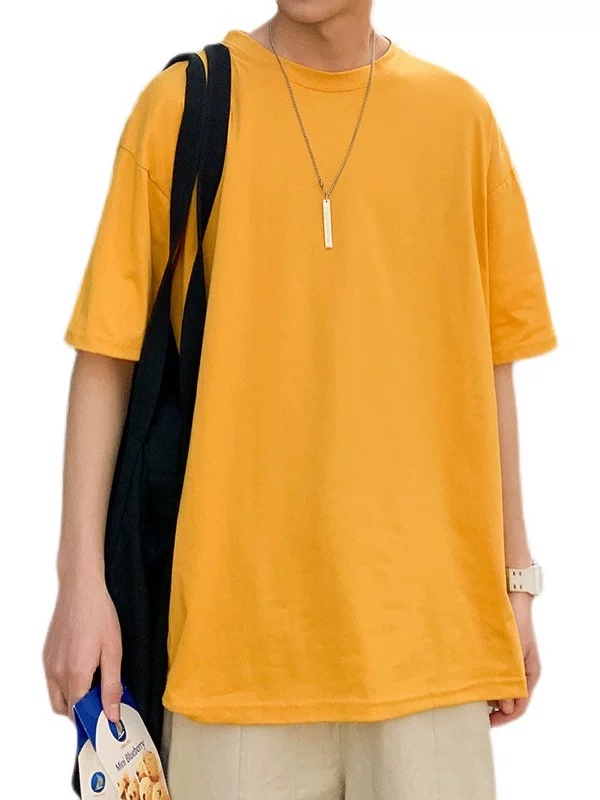 Áo thun ngắn tay học sinh nam nữ mùa hè, cotton trơn màu, cổ tròn rộng, áo thun nửa tay, áo lót trong phong cách Hàn Quốc thời thượng