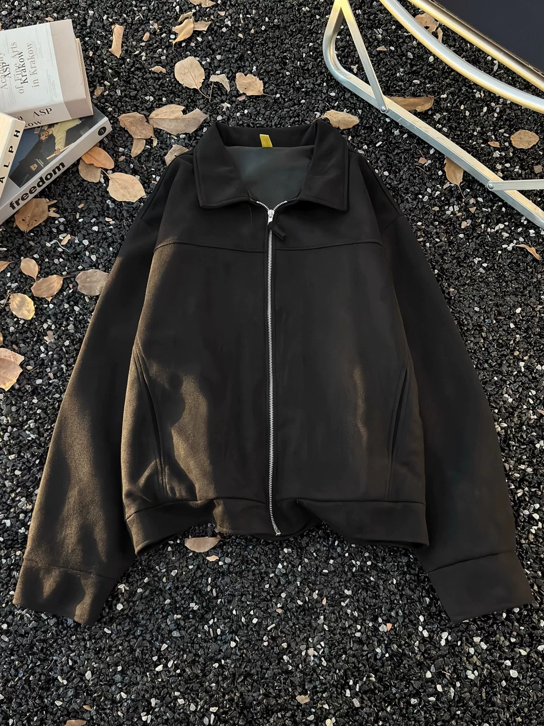 Áo khoác da lộn mùa xuân thu dành cho nam, phong cách retro Mỹ, áo khoác thường ngày cao cấp, áo khoác mô tô thương hiệu thời thượng có cổ lật.