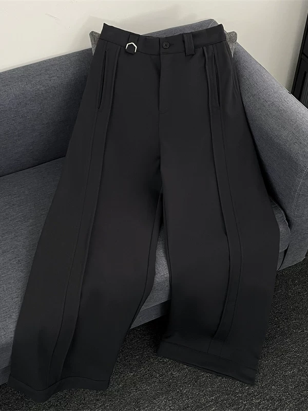 Quần tây nam xếp ly đôi kiểu dáng casual, quần ống rộng dáng suông thời thượng, quần âu ống đứng kiểu Mỹ mùa hè.