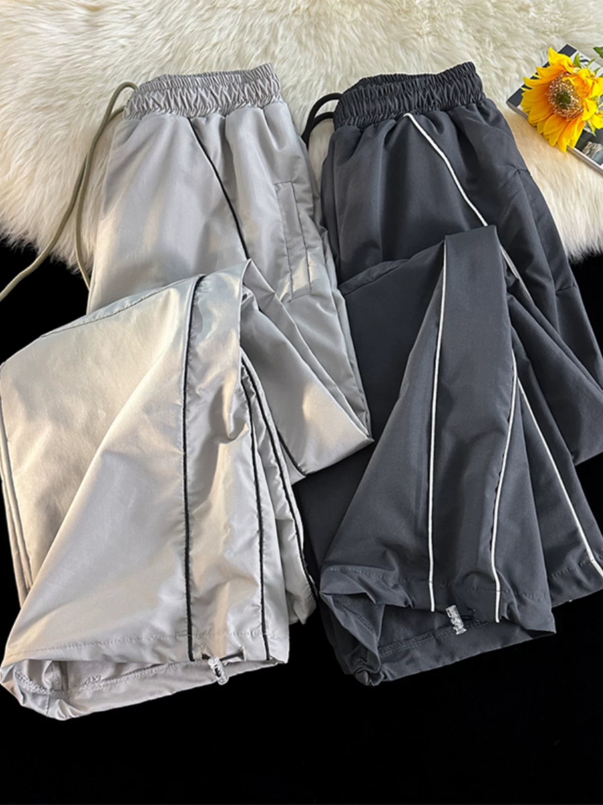 Quần jogger dây rút cho nam, quần thể thao nhanh khô kiểu Mỹ, thương hiệu thời trang mùa hè, quần ống rộng dáng suông thoải mái.