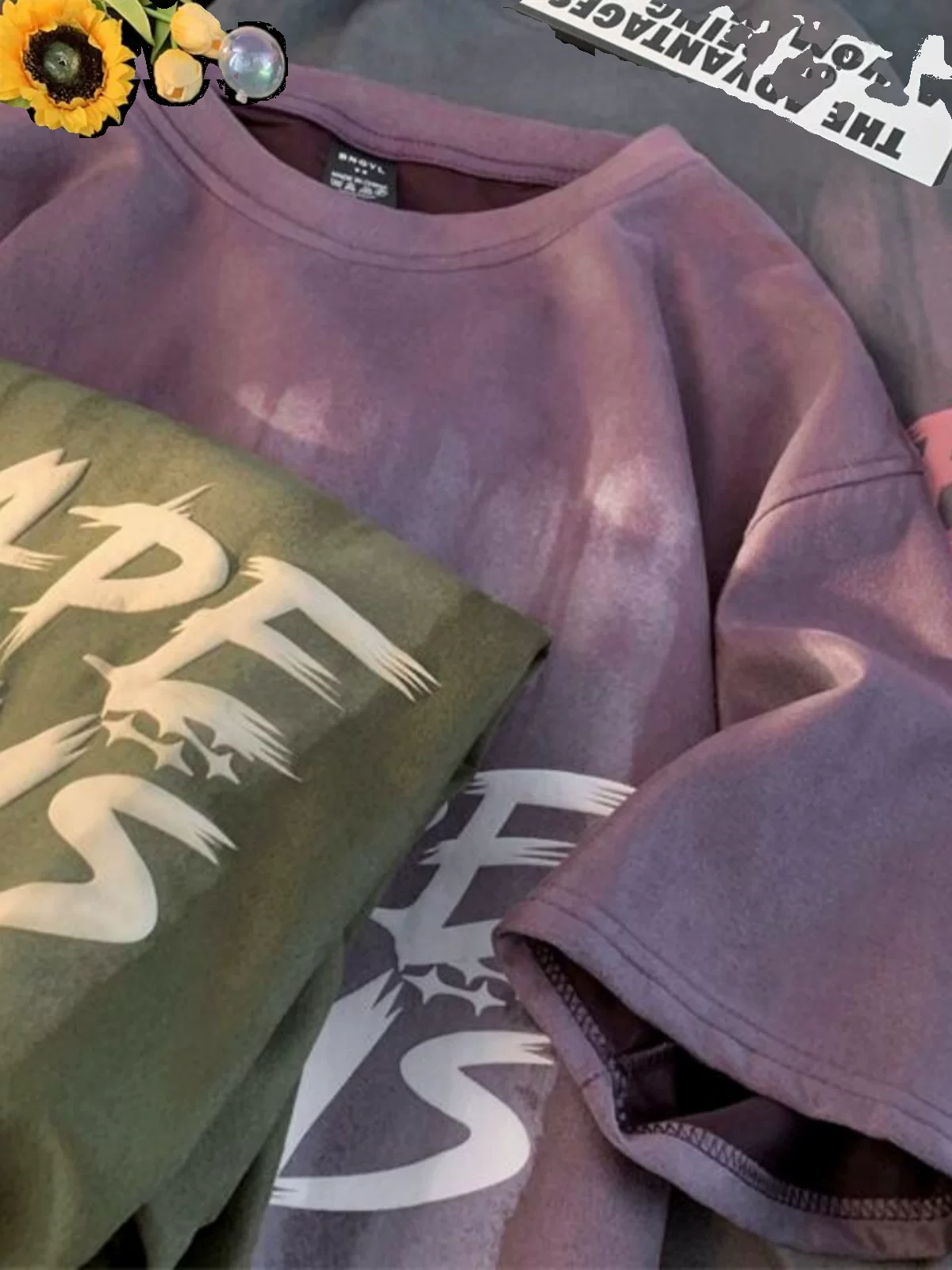 Áo thun ngắn tay in họa tiết graffiti cá tính dành cho nam, áo thun da lộn dày dặn dáng rộng, áo thun cặp đôi phong cách Mỹ thời thượng mùa hè.