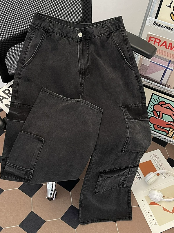 Quần jean công sở nhiều túi kiểu Mỹ dành cho nam, quần cargo ống rộng dáng thẳng thương hiệu thời thượng cleanfit, quần dài phong cách đường phố cá tính.