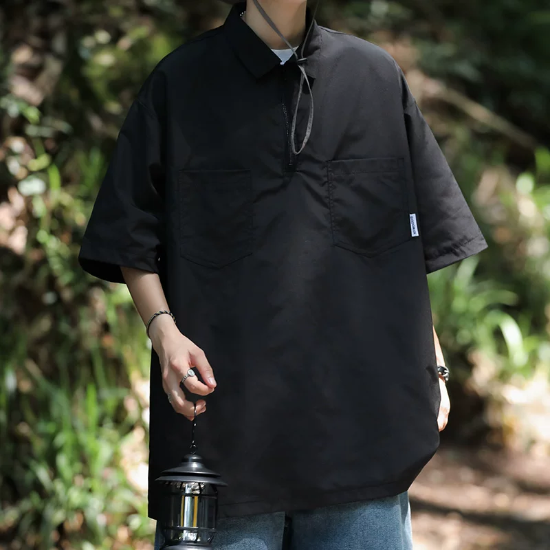 Áo polo kiểu Nhật dành cho nam, áo thun mùa hè tay ngắn chất liệu lụa đá, kiểu dáng đa năng, thời trang, thương hiệu nổi tiếng, kiểu dáng rộng rãi.