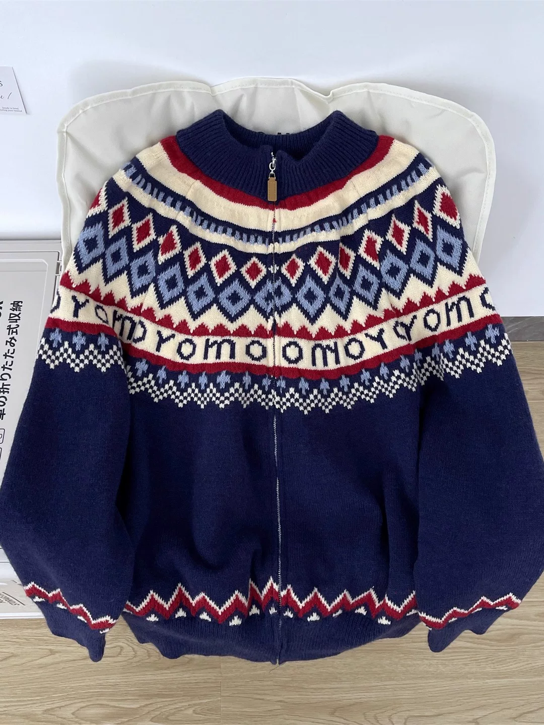 Áo len cardigan dày dặn Fair Isle dành cho nam và nữ, áo len dệt kim jacquard dáng rộng hợp thời trang mùa đông, áo len đôi đa năng phong cách Mỹ.