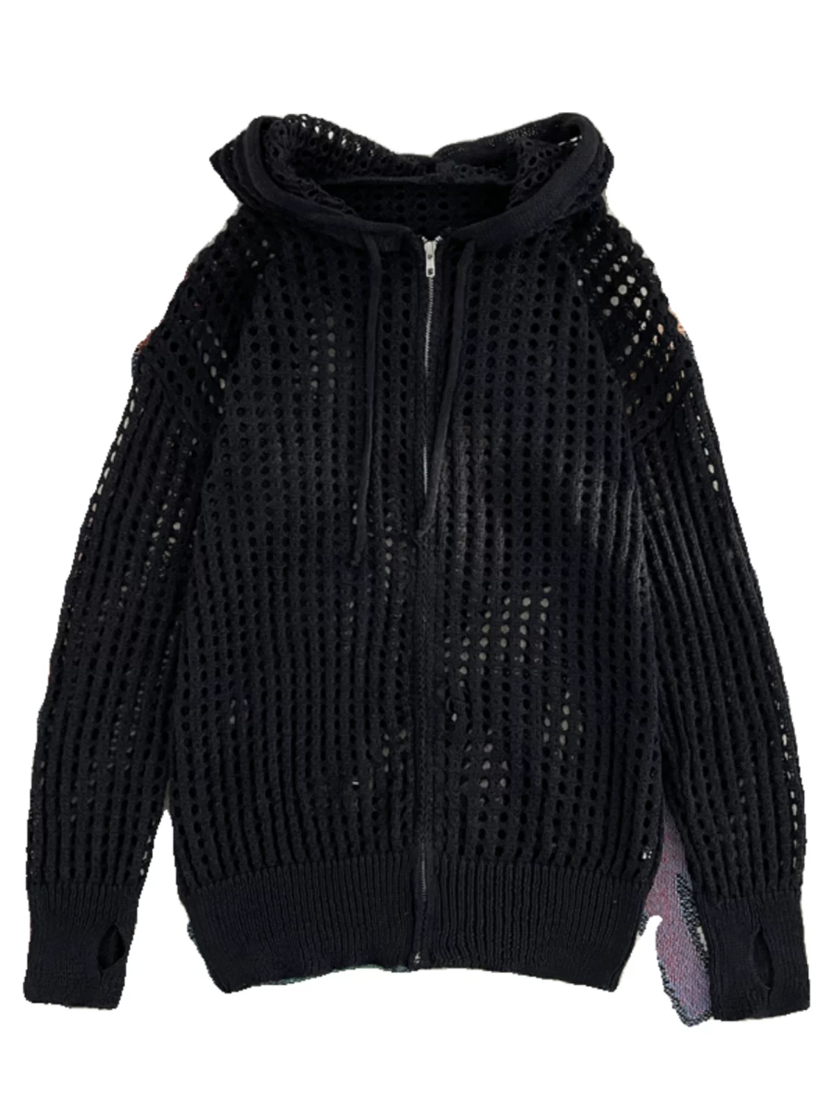 Quần áo chống nắng bằng vải lụa băng mát mẻ cho nam và nữ, áo dệt kim mỏng có mũ trùm đầu mùa hè, thiết kế rộng rãi hợp thời trang, áo khoác khoét lỗ.