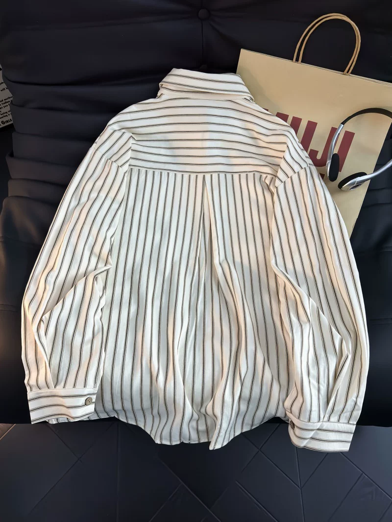 Áo sơ mi dài tay kẻ sọc phong cách Nhật Bản dành cho nam, áo kiểu dáng rộng hợp thời trang mùa hè, áo khoác sơ mi kiểu cổ điển.