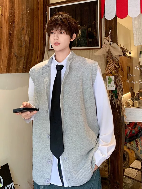 Áo len cardigan kiểu Nhật dành cho nam, áo dệt kim nhiều lớp mùa thu đông, áo khoác rộng rãi phong cách retro thời thượng.