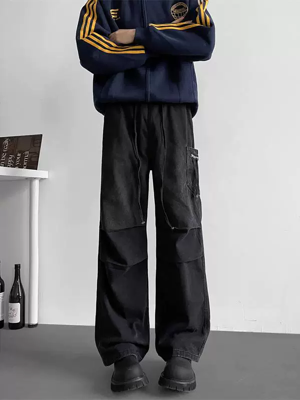 Quần jean công sở cleanfit mùa thu đông dành cho nam, quần xếp ly phong cách Mỹ cổ điển, quần dài ống rộng dáng rộng thương hiệu thời thượng.