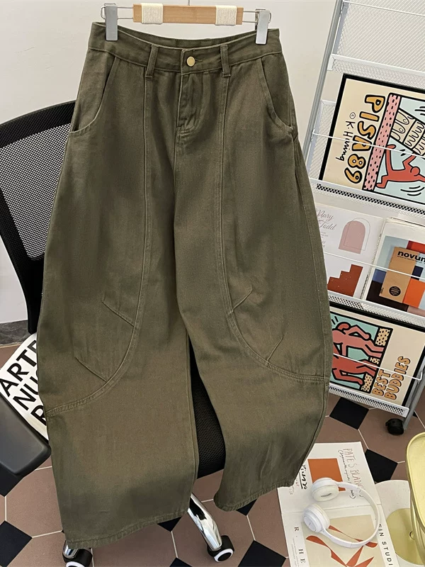 Quần jean nam kiểu Mỹ, chất liệu denim đã qua xử lý, dáng ôm gọn, thời trang, thích hợp cho mùa xuân thu, quần dài ống rộng, dáng cong.