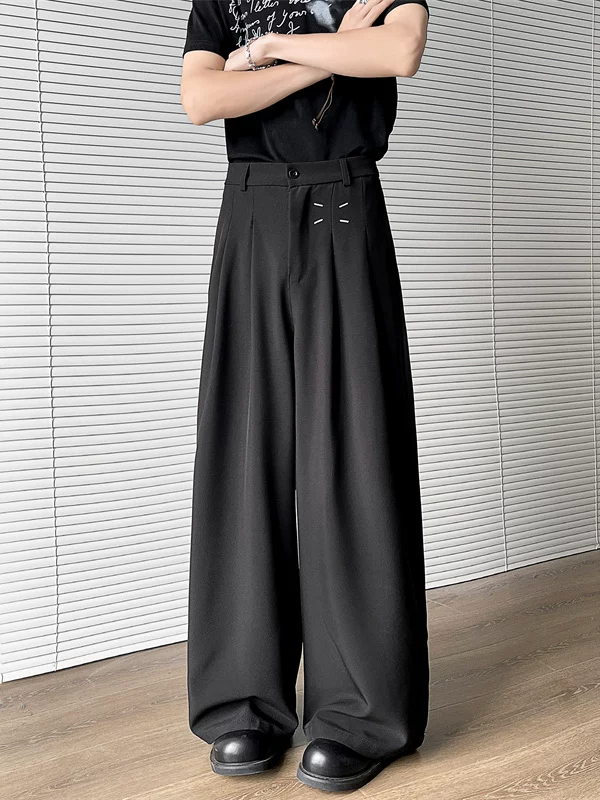 Quần âu xếp ly kiểu Mỹ dành cho nam, quần cleanfit thời trang xuân thu, quần âu ống rộng thoải mái.