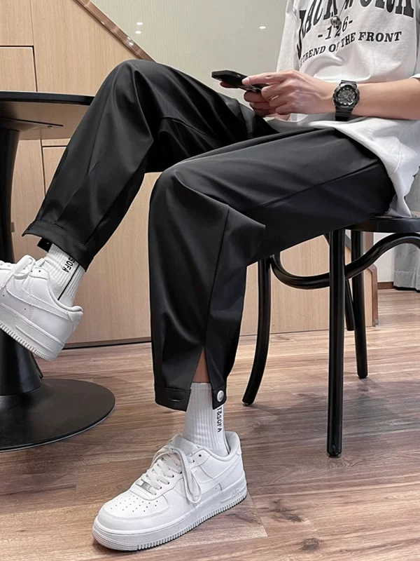 Quần lụa băng phong cách Hàn Quốc thời thượng, quần lửng rộng rãi, quần jogger nam mùa hè mỏng, đa năng, kiểu harem