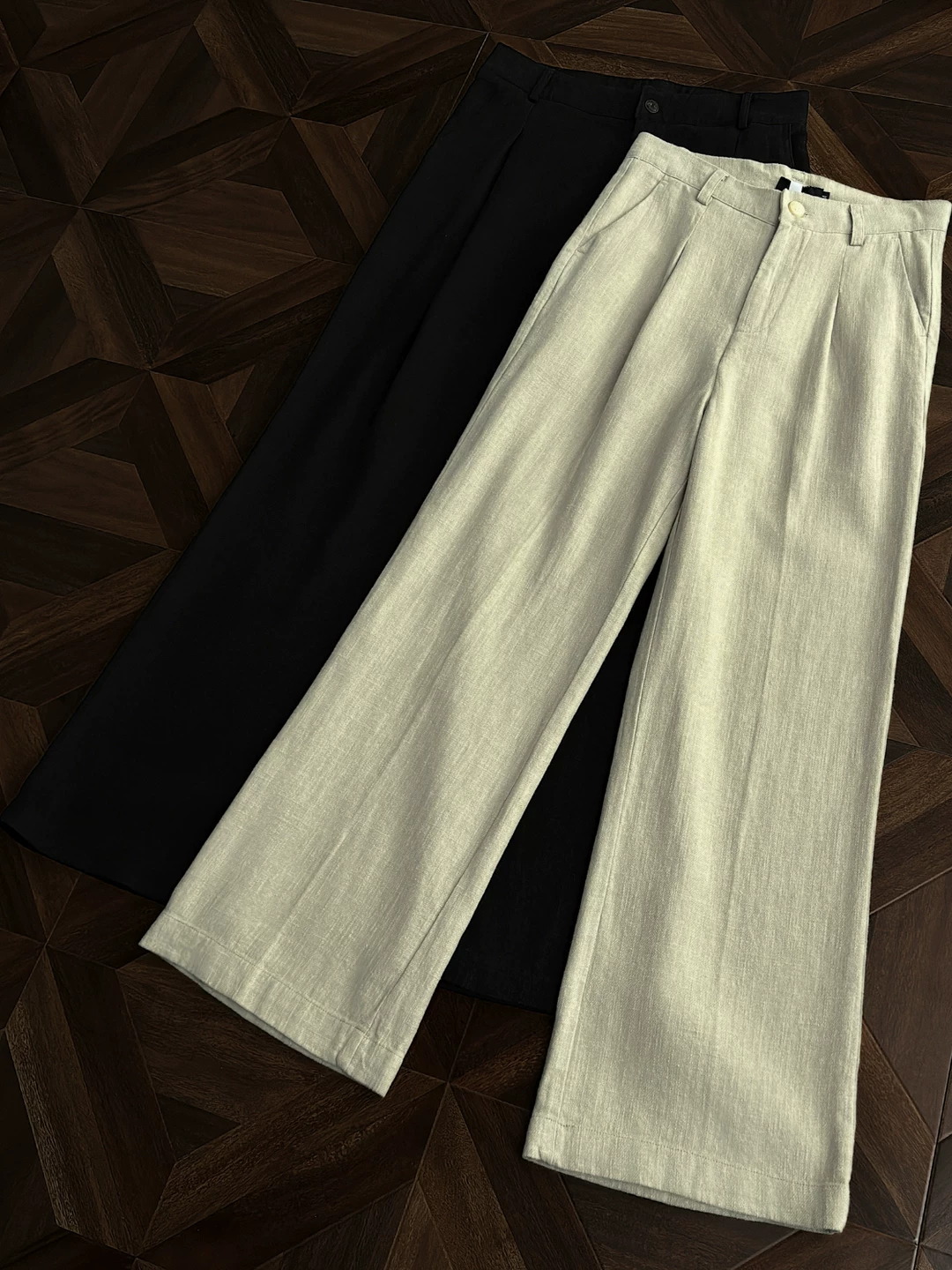 Quần tây linen ống rộng cho nam, phong cách thời thượng, ống suông rộng, quần casual bán co giãn, cảm giác cao cấp, quần dài chạm đất.