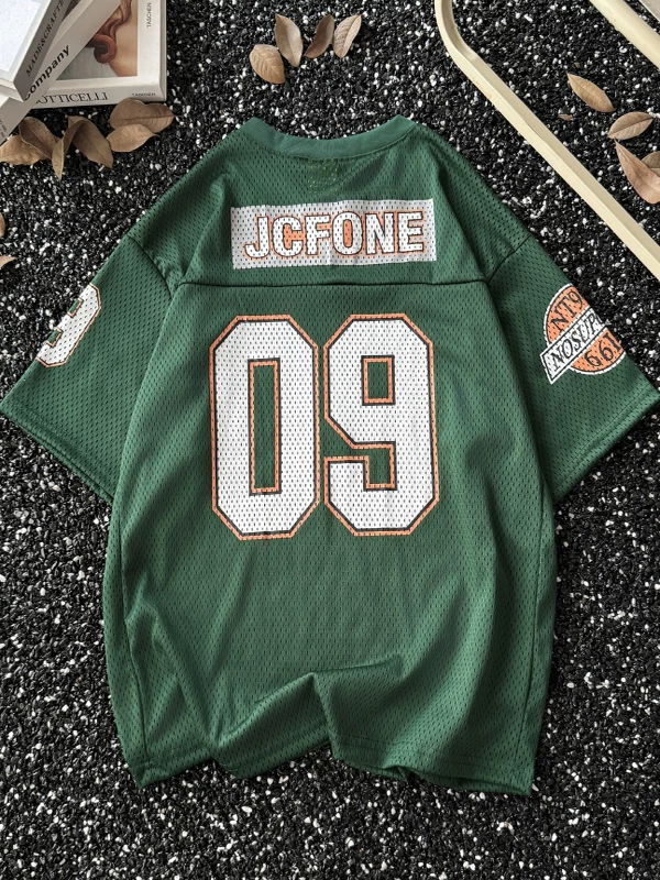 Áo thun nam cổ V in kỹ thuật số kiểu Mỹ, áo thể thao lưới mùa hè, áo nửa tay chất liệu lụa đá nhanh khô, thương hiệu thời trang.