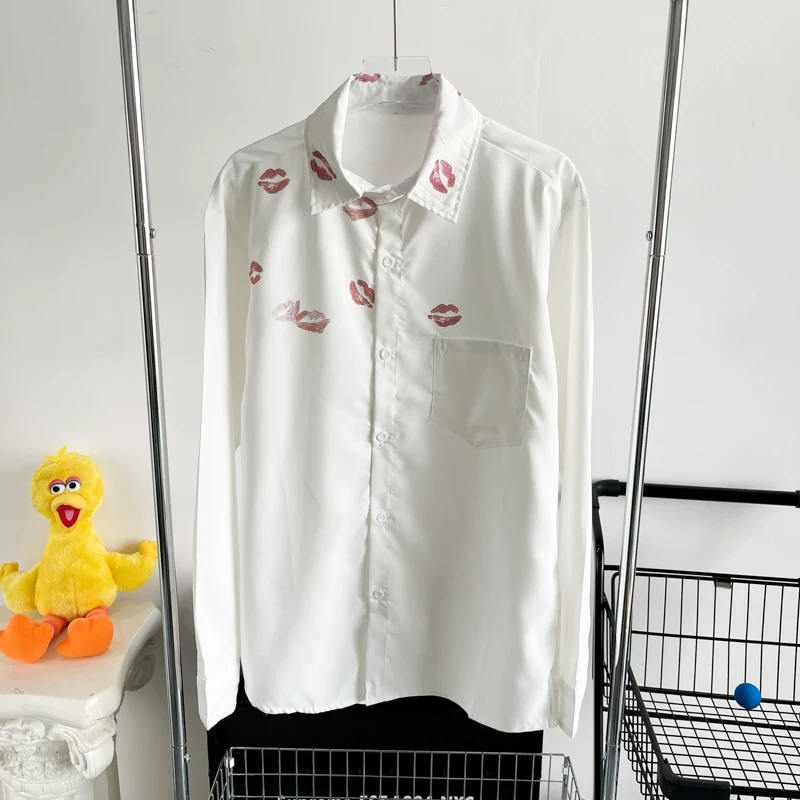 Áo sơ mi nam dài tay phong cách bad-boy thời thượng, áo sơ mi in họa tiết thời trang BF phong cách Hồng Kông, áo kiểu dáng rộng rãi mỏng nhẹ mùa thu.