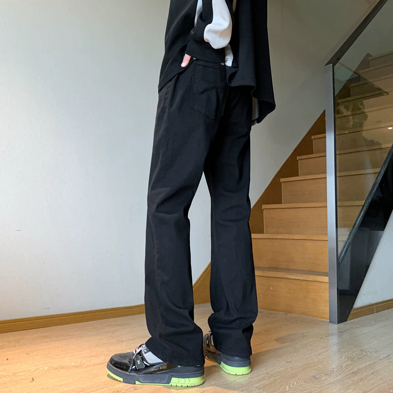 Quần jean đen cho nam, kiểu dáng mỏng mùa hè, phong cách đường phố Mỹ, quần học sinh, dáng rộng, đa năng, thương hiệu thời thượng, quần dài ống thẳng.