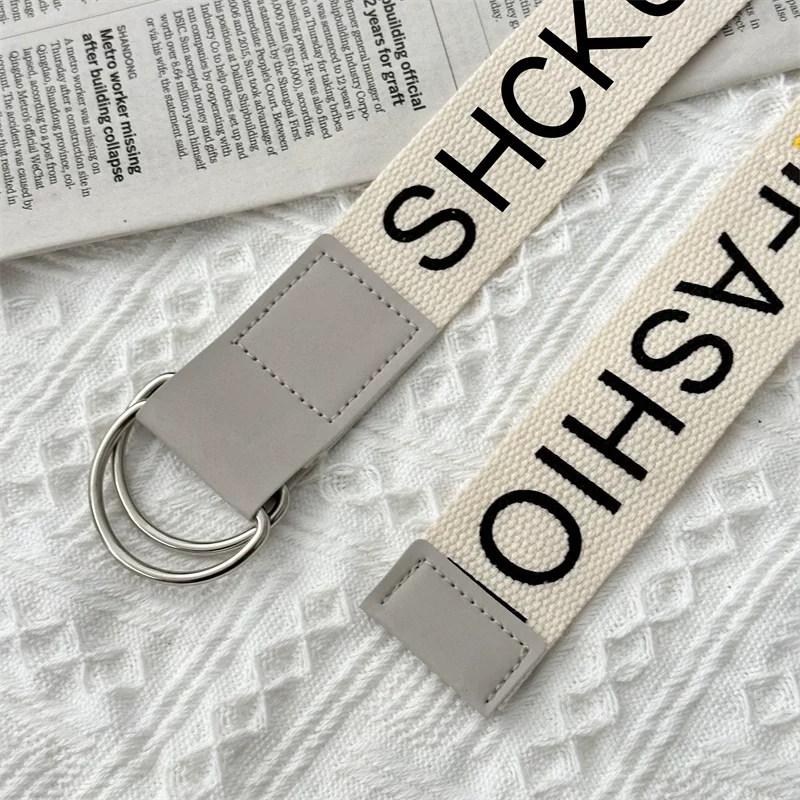 Thắt lưng in họa tiết đường phố kiểu Mỹ, thắt lưng khóa đôi đa năng unisex, thắt lưng vải dệt cá tính, hợp thời trang trên Instagram.