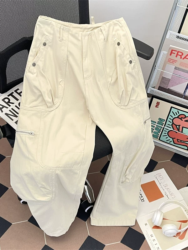 Quần cargo lính dù nhiều túi kiểu Mỹ dành cho nam, quần ống rộng dáng suông thời thượng, quần chuối ống rộng cá tính.