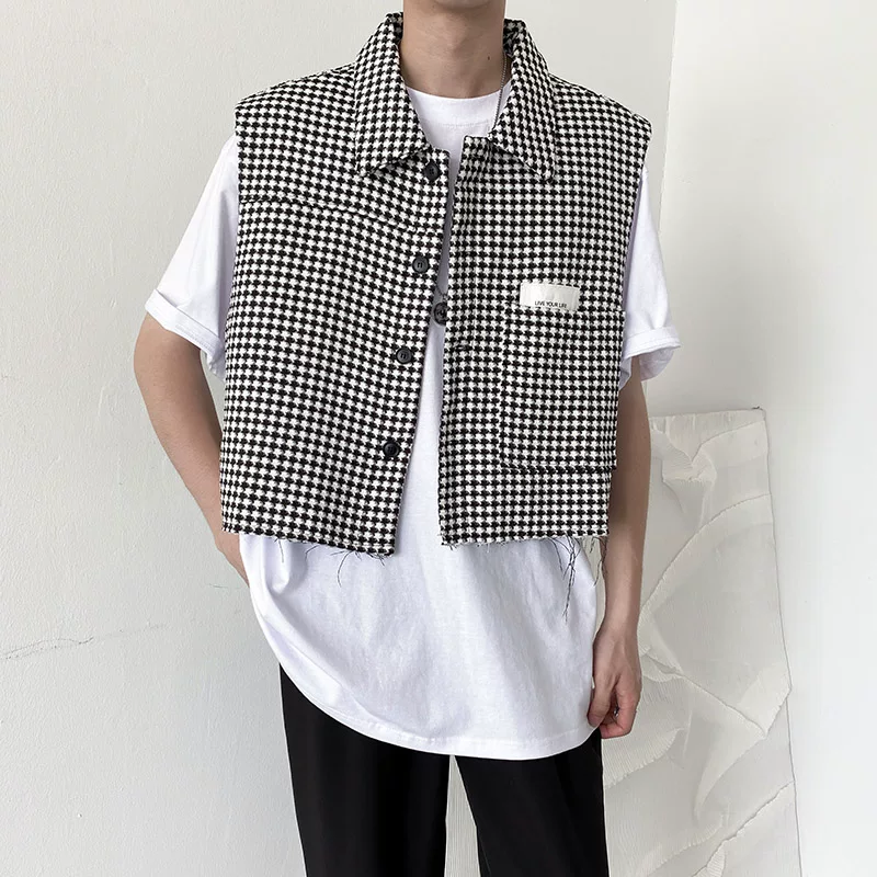 Áo khoác vest kẻ sọc cổ điển dành cho nam, mùa xuân thu, kiểu dáng rộng rãi phong cách Hàn Quốc, áo vest ngắn hợp thời trang.