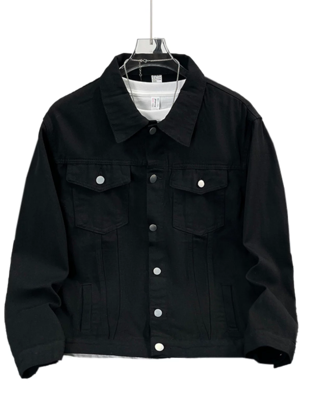 Áo khoác denim kiểu Mỹ dành cho nam, áo khoác kiểu workwear rộng rãi, hợp thời trang, áo khoác cặp đôi đa năng mùa xuân hè.