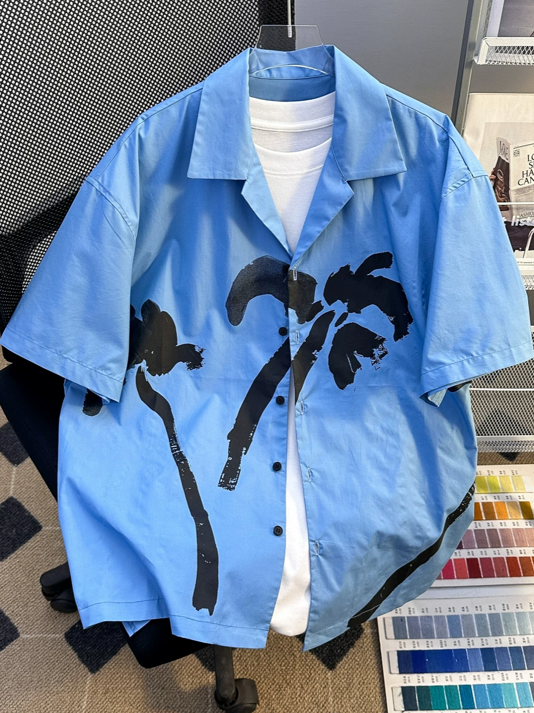 Áo sơ mi ngắn tay in họa tiết Hawaii cho bé trai, áo đôi dáng rộng thời trang, áo kiểu Mỹ cổ Cuba đi biển